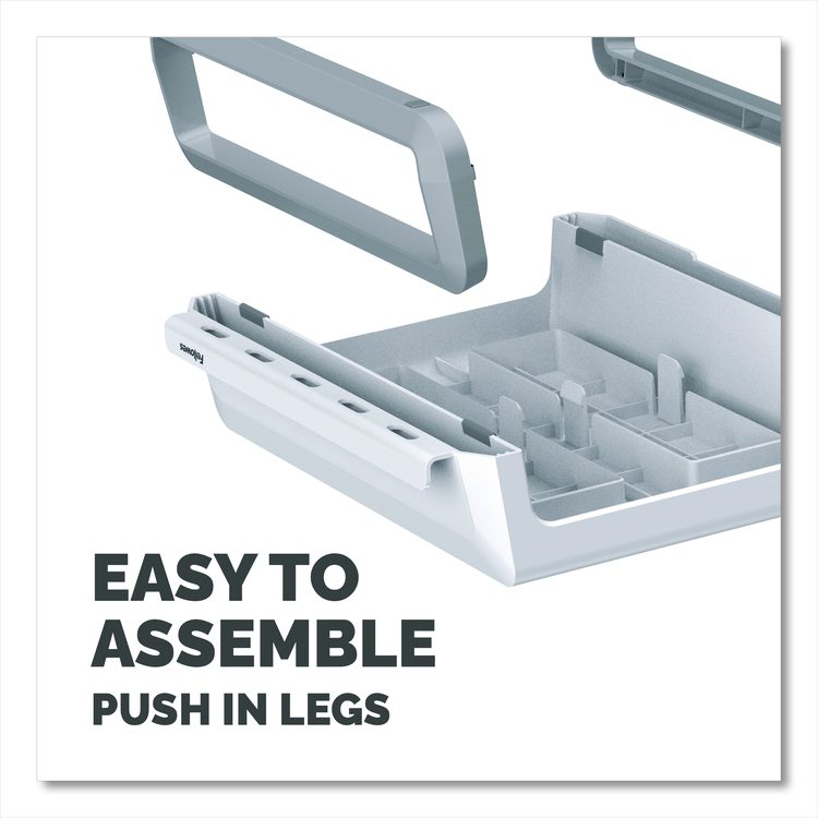 Breyta Monitor Stand, 13.94" x 11.97" x 3.25" to 6", White, Supports 33 lbs