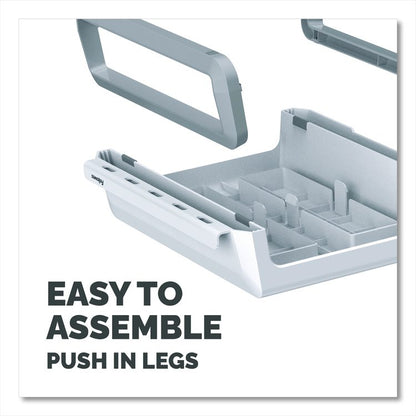 Breyta Monitor Stand, 13.94" x 11.97" x 3.25" to 6", White, Supports 33 lbs