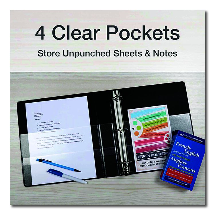 Premier Easy Open ClearVue Locking Slant-D Ring Binder, 3 Rings, 4" Capacity, 11 x 8.5, Black