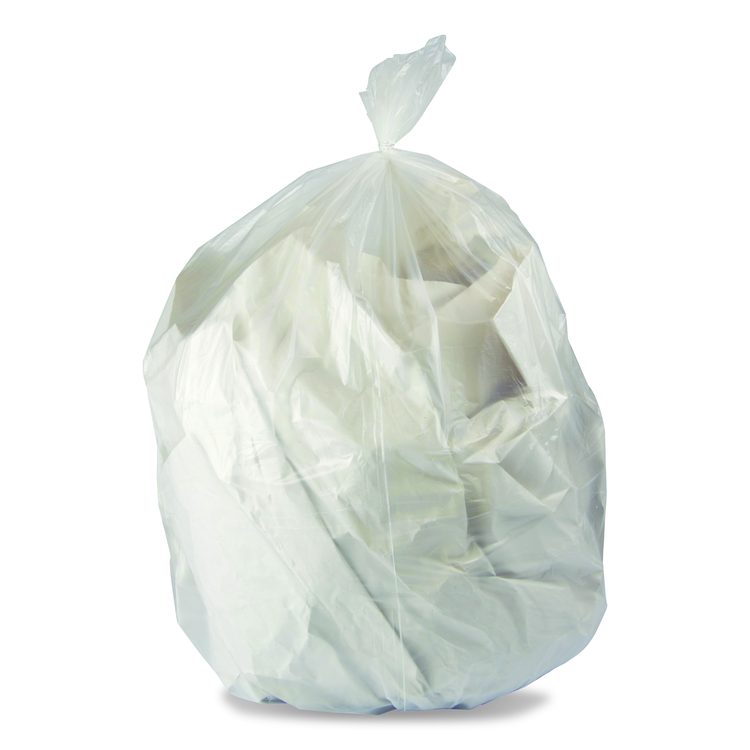 Linear Low-Density Can Liners, 33 gal, 1 mil, 33" x 39", Clear, 150/Carton