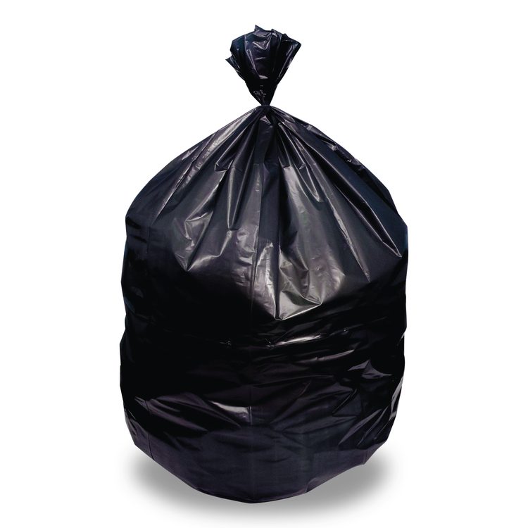 Linear Low Density Can Liners, 56 gal, 1.5 mil, 46' x 50", Black, 100/Carton