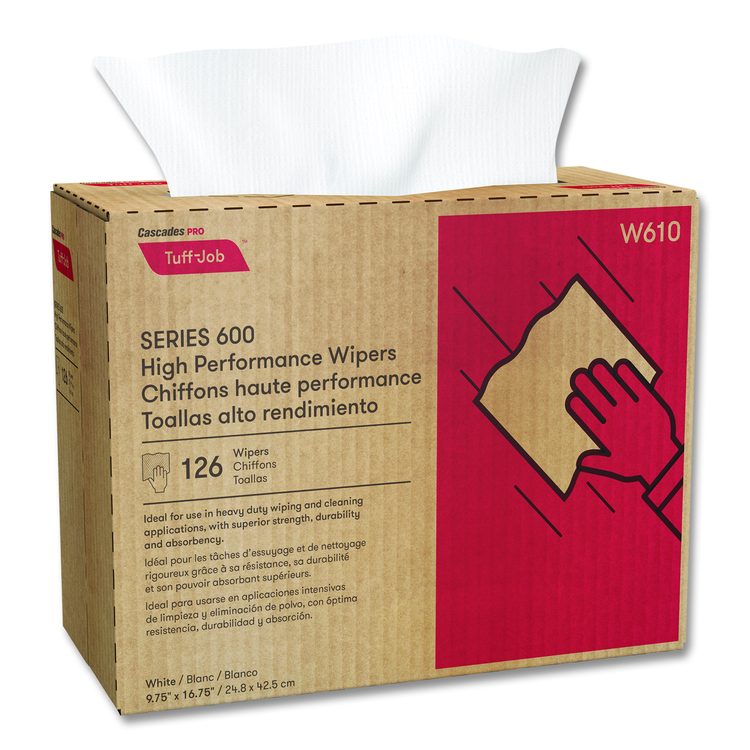 Tuff-Job S600 High Performance Wipers, 9 3/4 x 16 3/4, 126/Box, 10 Box/Carton