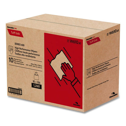Tuff-Job S600 High Performance Wipers, 9 3/4 x 16 3/4, 126/Box, 10 Box/Carton