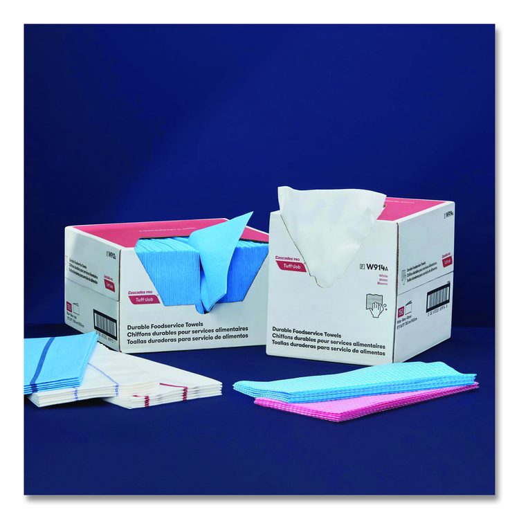 Tuff-Job Foodservice Towels, 12 x 24, Blue/White, 200/Carton