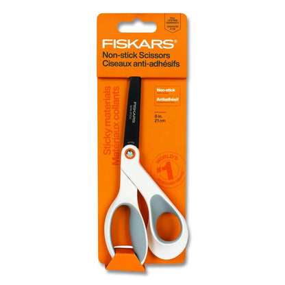 Premier SoftGrip Nonstick Scissors, 9.75" Long, 8" Cut Length, Offset White Handle