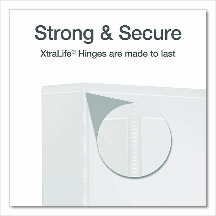 XtraLife ClearVue Non-Stick Slant-D Ring Binder, 3 Rings, 2" Capacity, 11 x 8.5, White
