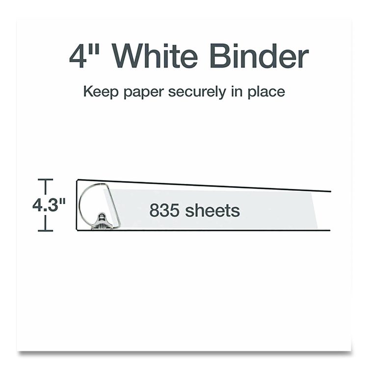 XtraLife ClearVue Non-Stick Slant-D Ring Binder, 3 Rings, 4" Capacity, 11 x 8.5, White