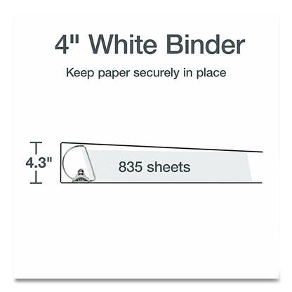 XtraLife ClearVue Non-Stick Slant-D Ring Binder, 3 Rings, 4" Capacity, 11 x 8.5, White