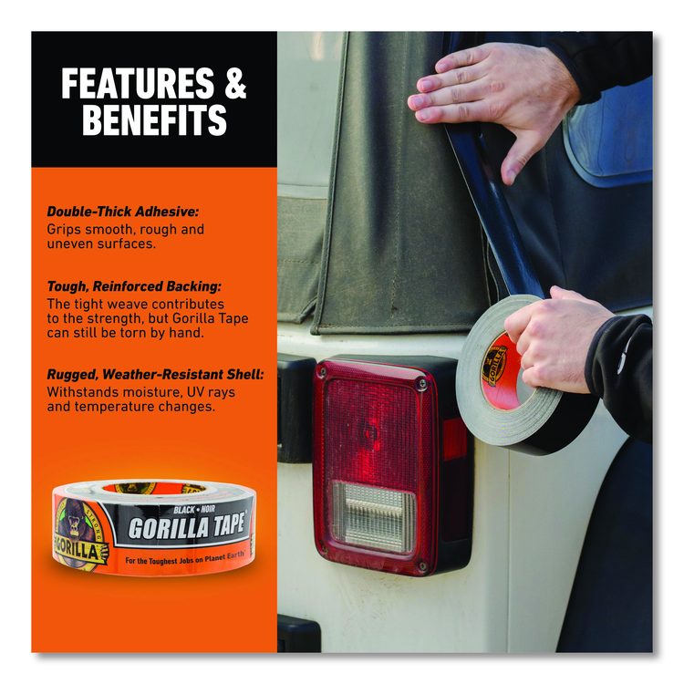 Gorilla Tape, 3" Core, 1.88" x 30 yds, Black