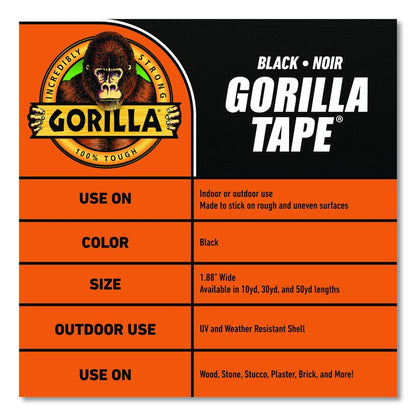 Gorilla Tape, 3" Core, 1.88" x 30 yds, Black