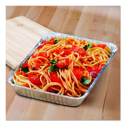 Square Cake Pan, 30 Gauge, 48 oz, 8 x 8 x 1.53, Silver, Aluminum, 200/Carton