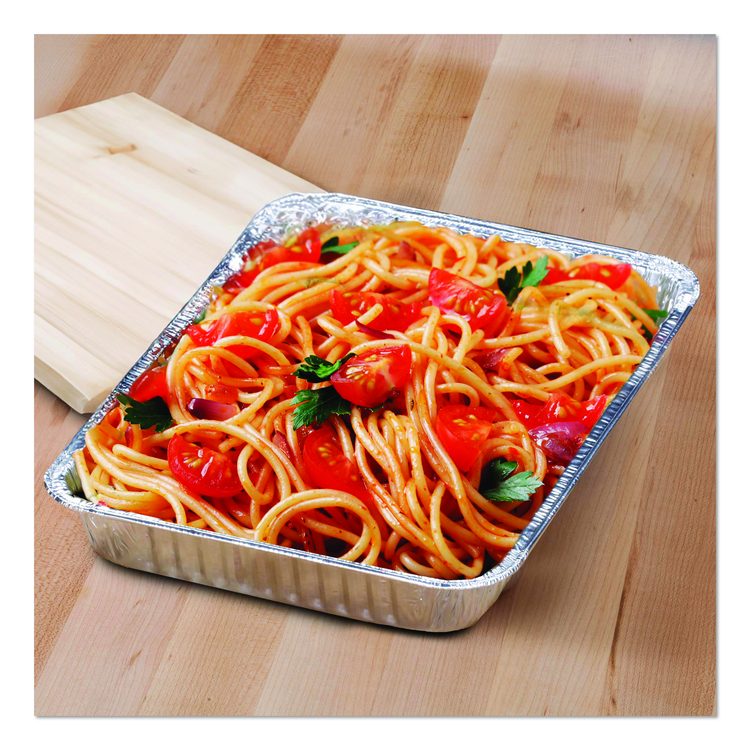Square Cake Pan, 30 Gauge, 48 oz, 8 x 8 x 1.53, Silver, Aluminum, 200/Carton