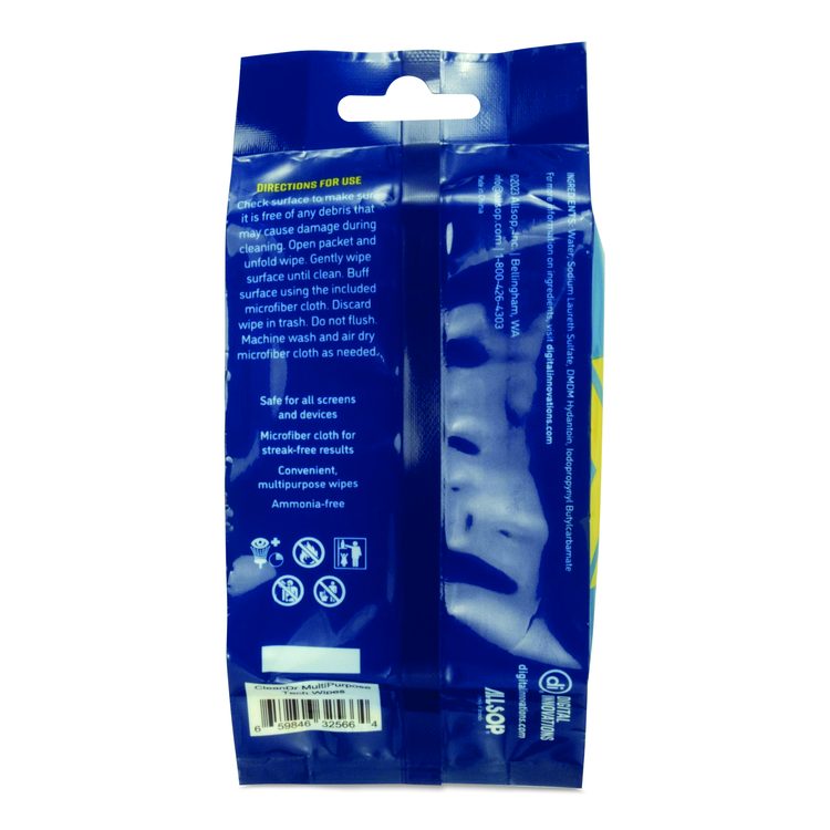 ScreenDr Device and Screen Cleaning Wipes, 6.88" x 3.9", Unscented, White/Gray, 20/Pack