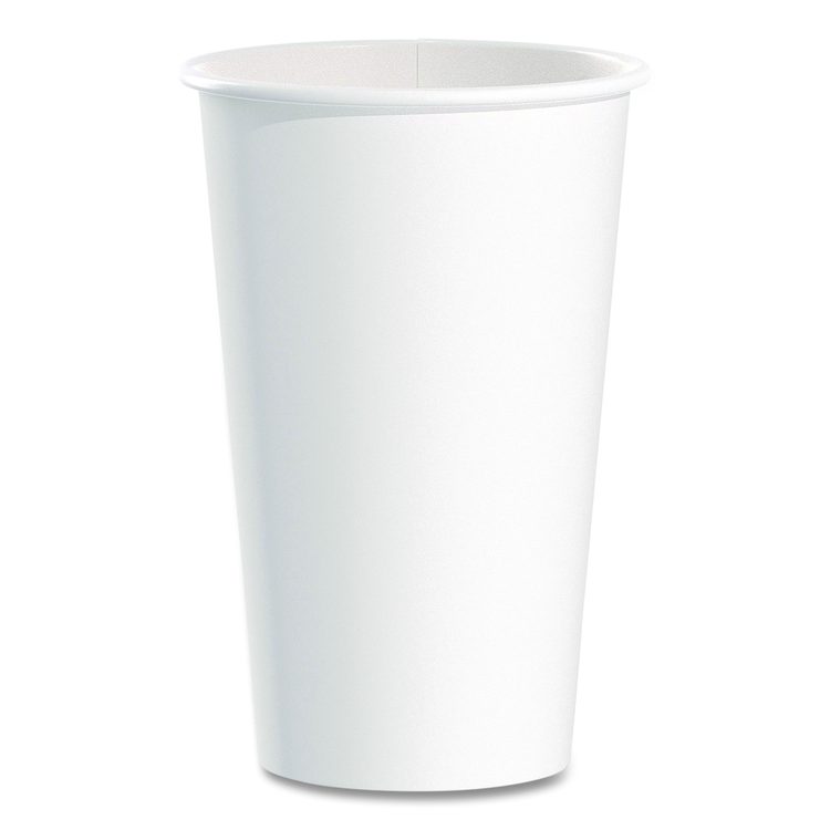 Paper Hot Cups, 16 oz, White, 50/Pack