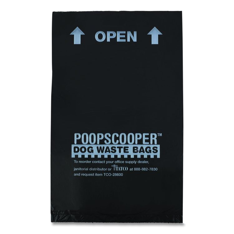 Dog Waste Bags, Open-Face, 0.5 gal, 8" x 13", Black, Perforated Roll, 200 Bags/Roll, 10 Rolls/Carton