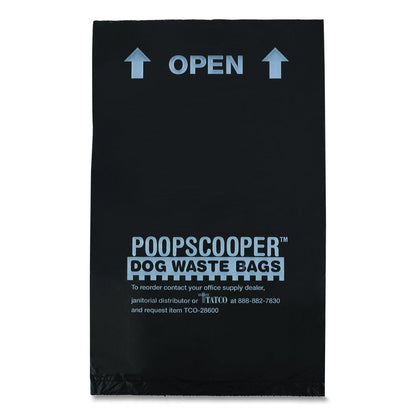 Dog Waste Bags, Open-Face, 0.5 gal, 8" x 13", Black, Perforated Roll, 200 Bags/Roll, 10 Rolls/Carton