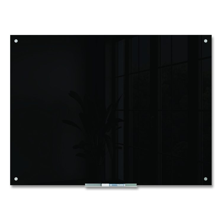 Black Glass Dry Erase Board, 48" x 36" (Actual Size: 47" x 35"), Black Surface