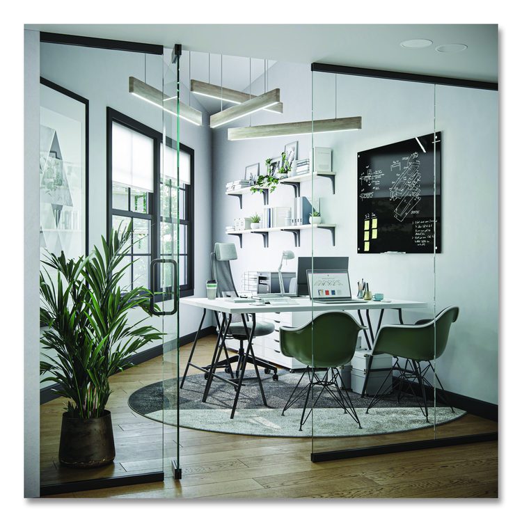Black Glass Dry Erase Board, 48" x 36" (Actual Size: 47" x 35"), Black Surface