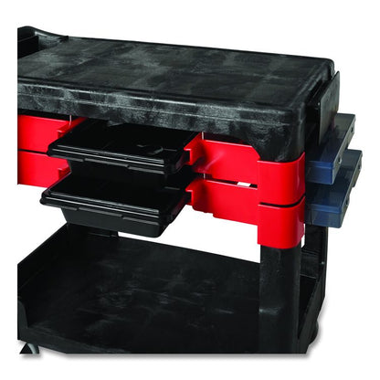 Two-Shelf Trades Cart, Plastic, 2 Shelves, 2 Drawers, 330 lb Capacity, 19.25" x 38" x 33.38", Black