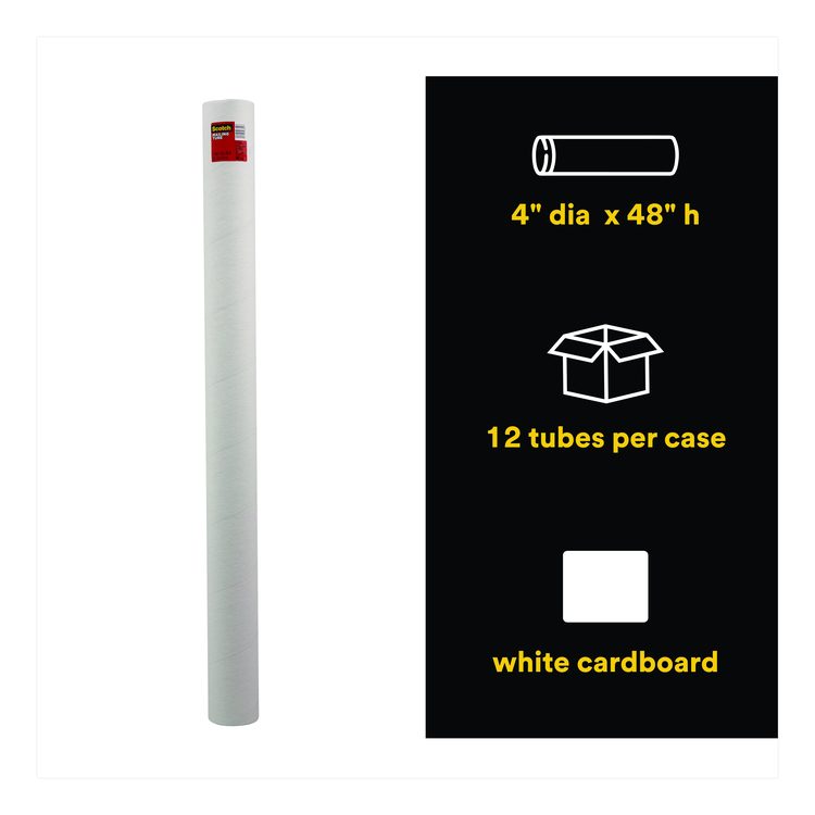 Mailing Tube, 48" Long, 4" Diameter, White, 12/Carton