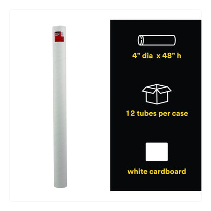 Mailing Tube, 48" Long, 4" Diameter, White, 12/Carton