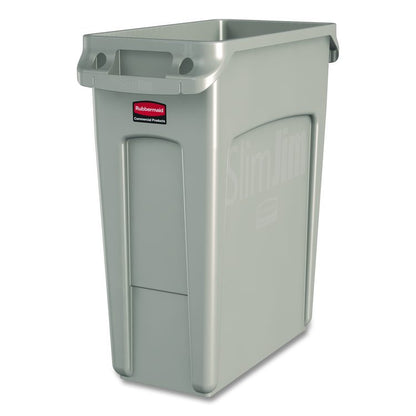 Slim Jim with Venting Channels, 16 gal, Plastic, Beige, 4/Carton