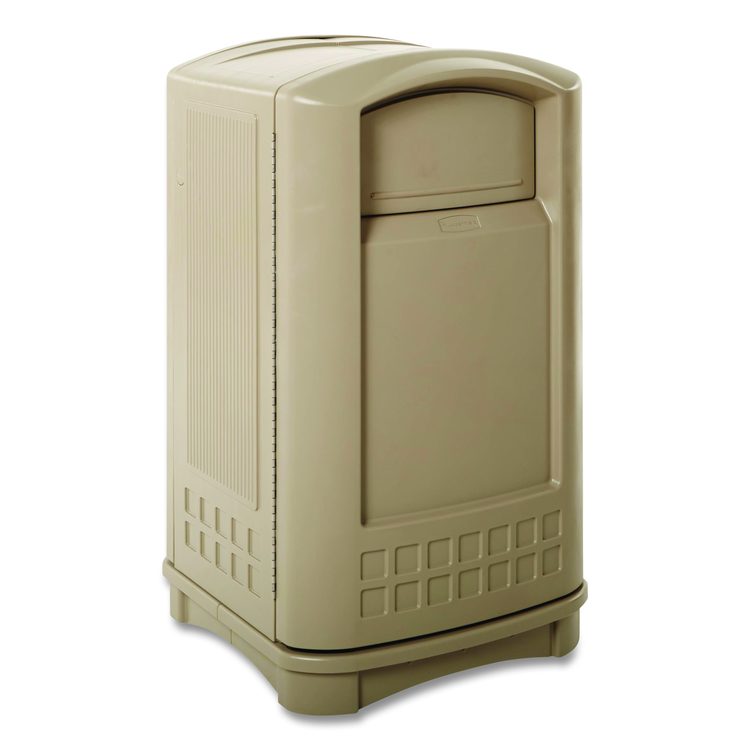 Plaza Indoor/Outdoor Waste Container, 50 gal, Plastic, Beige