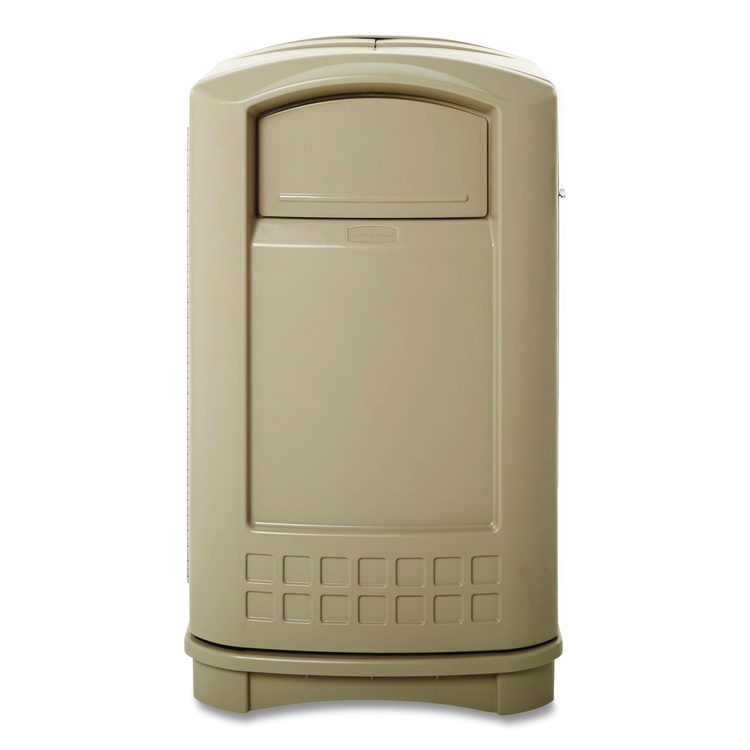 Plaza Indoor/Outdoor Waste Container, 50 gal, Plastic, Beige