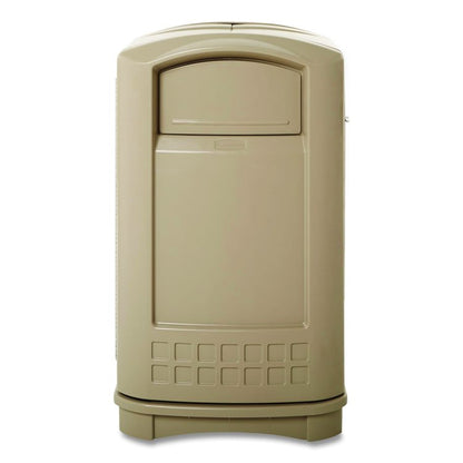 Plaza Indoor/Outdoor Waste Container, 50 gal, Plastic, Beige