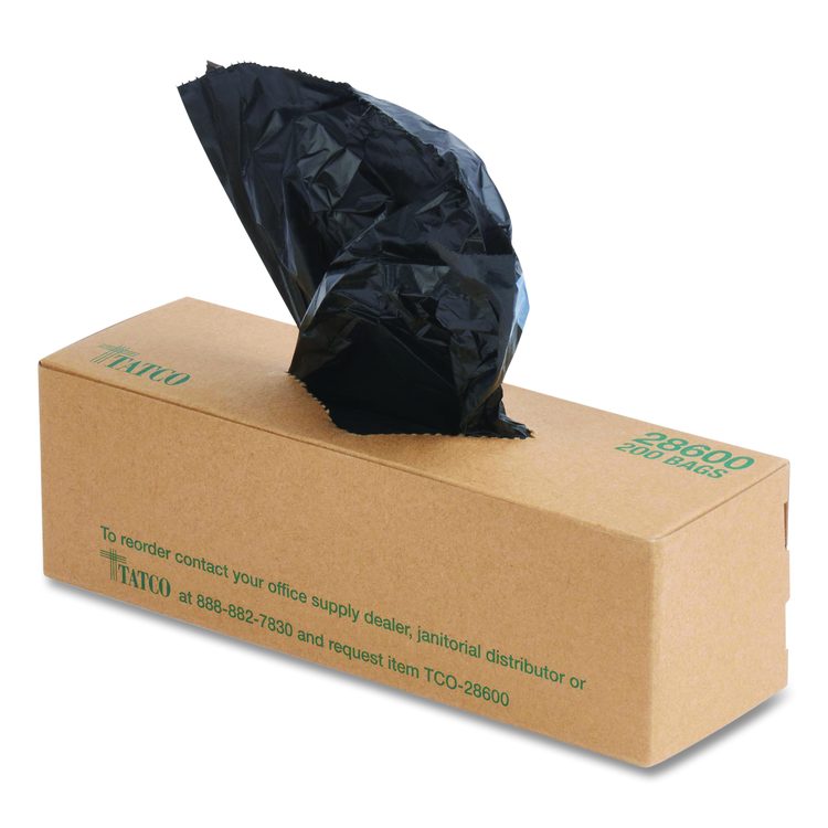 Dog Waste Bags, Open-Face, 0.5 gal, 8" x 13", Black, Perforated Roll, 200 Bags/Roll, 10 Rolls/Carton