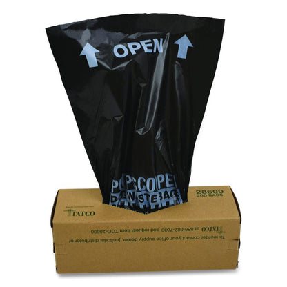Dog Waste Bags, Open-Face, 0.5 gal, 8" x 13", Black, Perforated Roll, 200 Bags/Roll, 10 Rolls/Carton