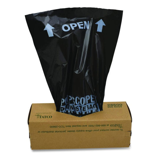 Dog Waste Bags, Open-Face, 0.5 gal, 8" x 13", Black, Perforated Roll, 200 Bags/Roll, 10 Rolls/Carton