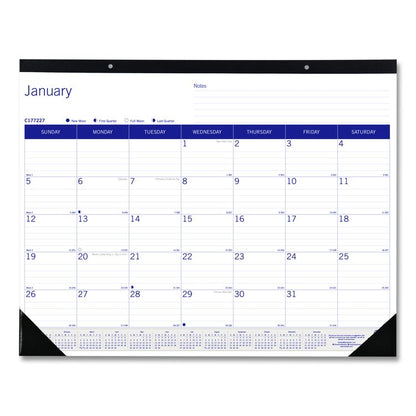 DuraGlobe Monthly Desk Pad Calendar, 22 x 17, White/Blue/Gray Sheets, Black Binding/Corners, 12-Month (Jan to Dec): 2026