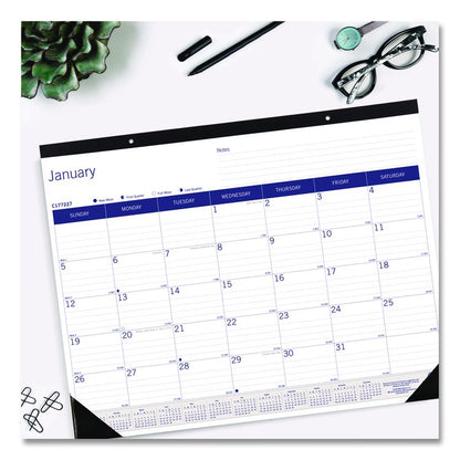 DuraGlobe Monthly Desk Pad Calendar, 22 x 17, White/Blue/Gray Sheets, Black Binding/Corners, 12-Month (Jan to Dec): 2026