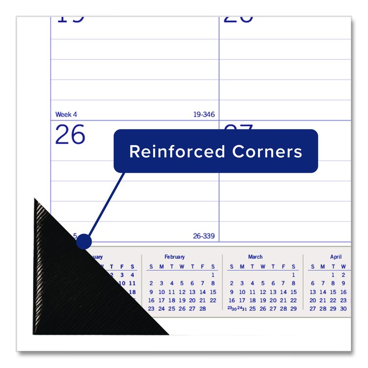 DuraGlobe Monthly Desk Pad Calendar, 22 x 17, White/Blue/Gray Sheets, Black Binding/Corners, 12-Month (Jan to Dec): 2026