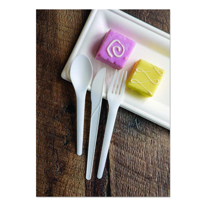 Plantware CPLA Cutlery, Fork, White, 1,000/Carton