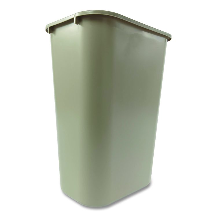 Deskside Plastic Wastebasket, 10.25 gal, Plastic, Beige