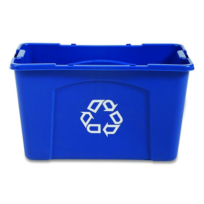 Stacking Recycle Bin, 18 gal, Polyethylene, Blue
