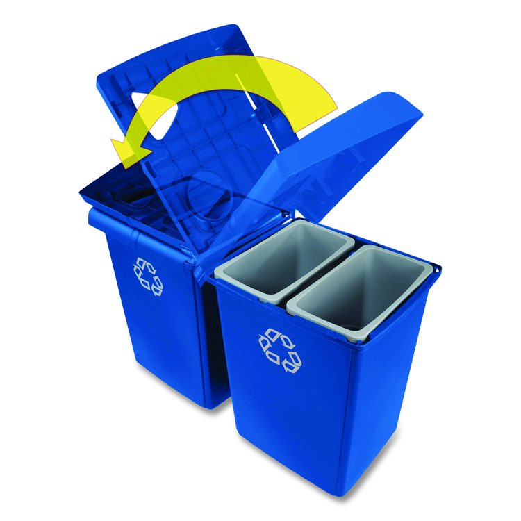 Glutton Recycling Station, Four-Stream, 92 gal, Plastic, Blue