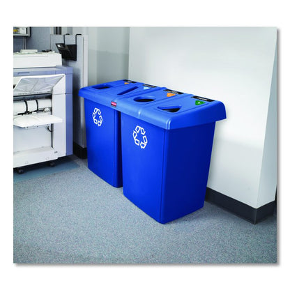 Glutton Recycling Station, Four-Stream, 92 gal, Plastic, Blue