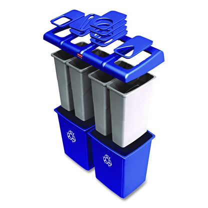 Glutton Recycling Station, Four-Stream, 92 gal, Plastic, Blue