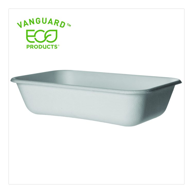 WorldView Vanguard Rectangular Container, 32 oz, 4.71 x 7.01 x 1.04, White, Sugarcane Fiber, 400/Carton