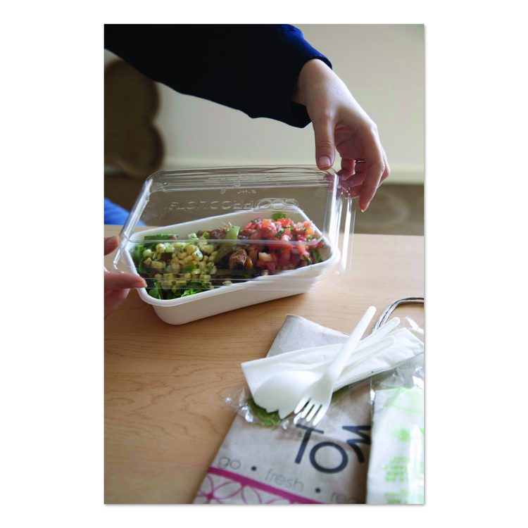 WorldView Vanguard Rectangular Container, 32 oz, 4.71 x 7.01 x 1.04, White, Sugarcane Fiber, 400/Carton