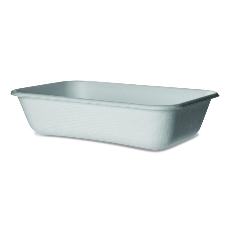 WorldView Vanguard Rectangular Container, 32 oz, 4.71 x 7.01 x 1.04, White, Sugarcane Fiber, 400/Carton
