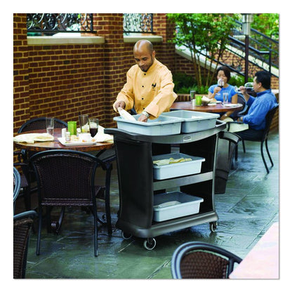 Executive Service Cart, Plastic, 3 Shelves, 300 lb Capacity, 20.33" x 38.9" x 38.9", Black