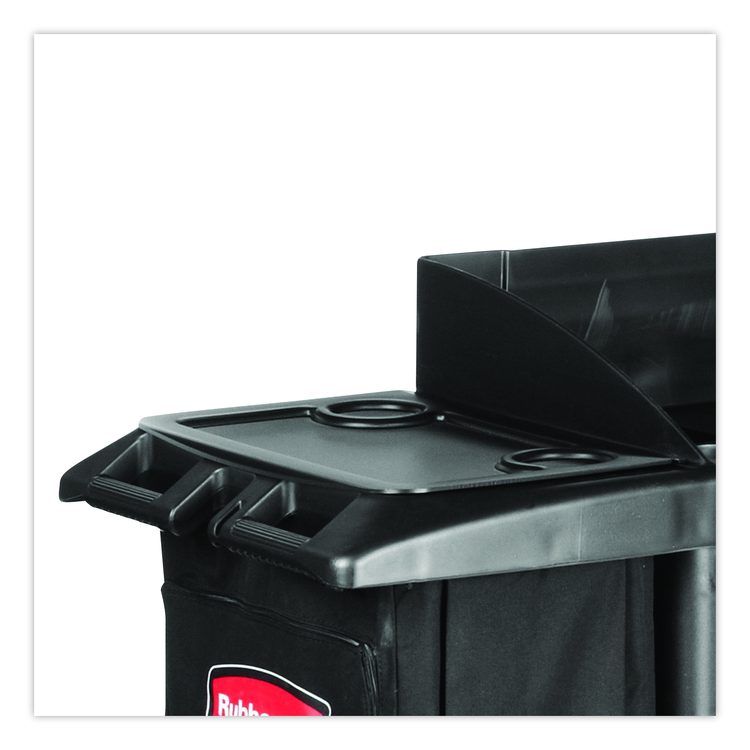 Multi-Shelf Cleaning Cart, Plastic, 4 Shelves, 1 Bin, 22" x 49" x 50", Black