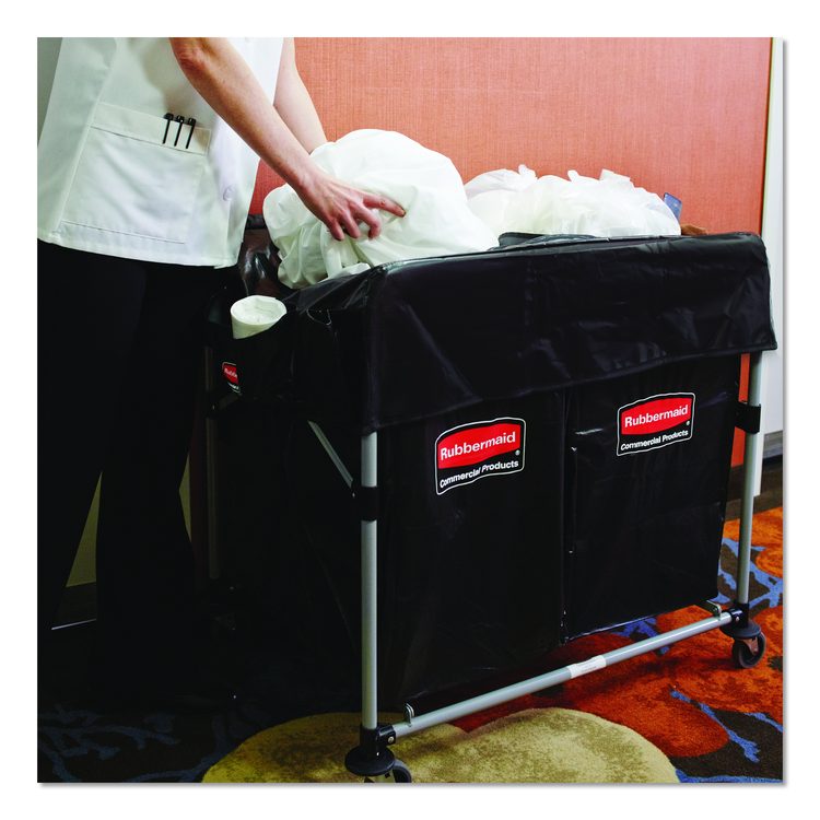 Two-Compartment Collapsible X-Cart, Synthetic Fabric, 2.49 cu ft Bins, 24.1" x 35.7" x 34", Black/Silver