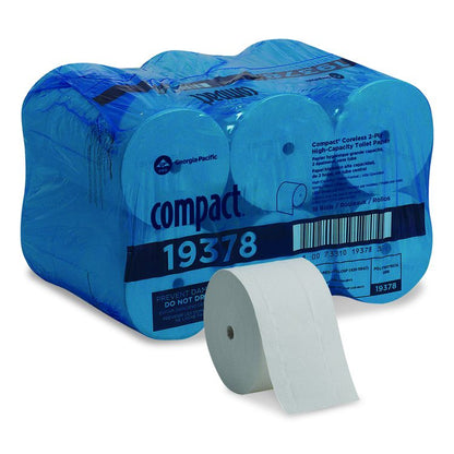 Compact Coreless Bath Tissue, Septic Safe, 2-Ply, White, 1,500 Sheets/Roll, 18 Rolls/Carton