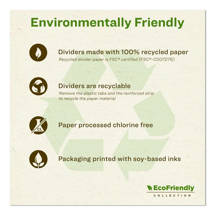 Index Maker EcoFriendly Print and Apply Clear Label Dividers with White Tabs, 12-Tab, 11 x 8.5, White, 5 Sets