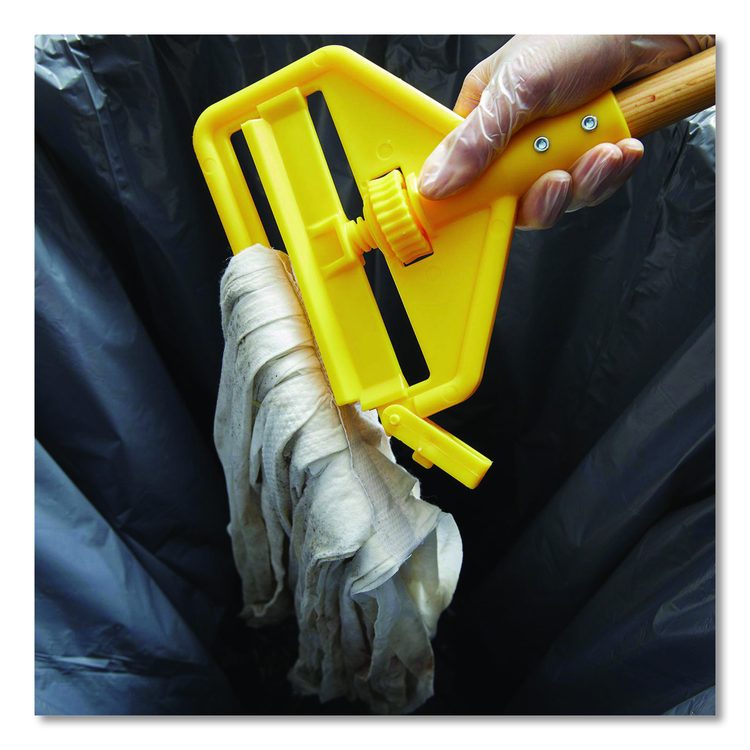 Invader Wood Side-Gate Wet-Mop Handle, 54", Natural/Yellow